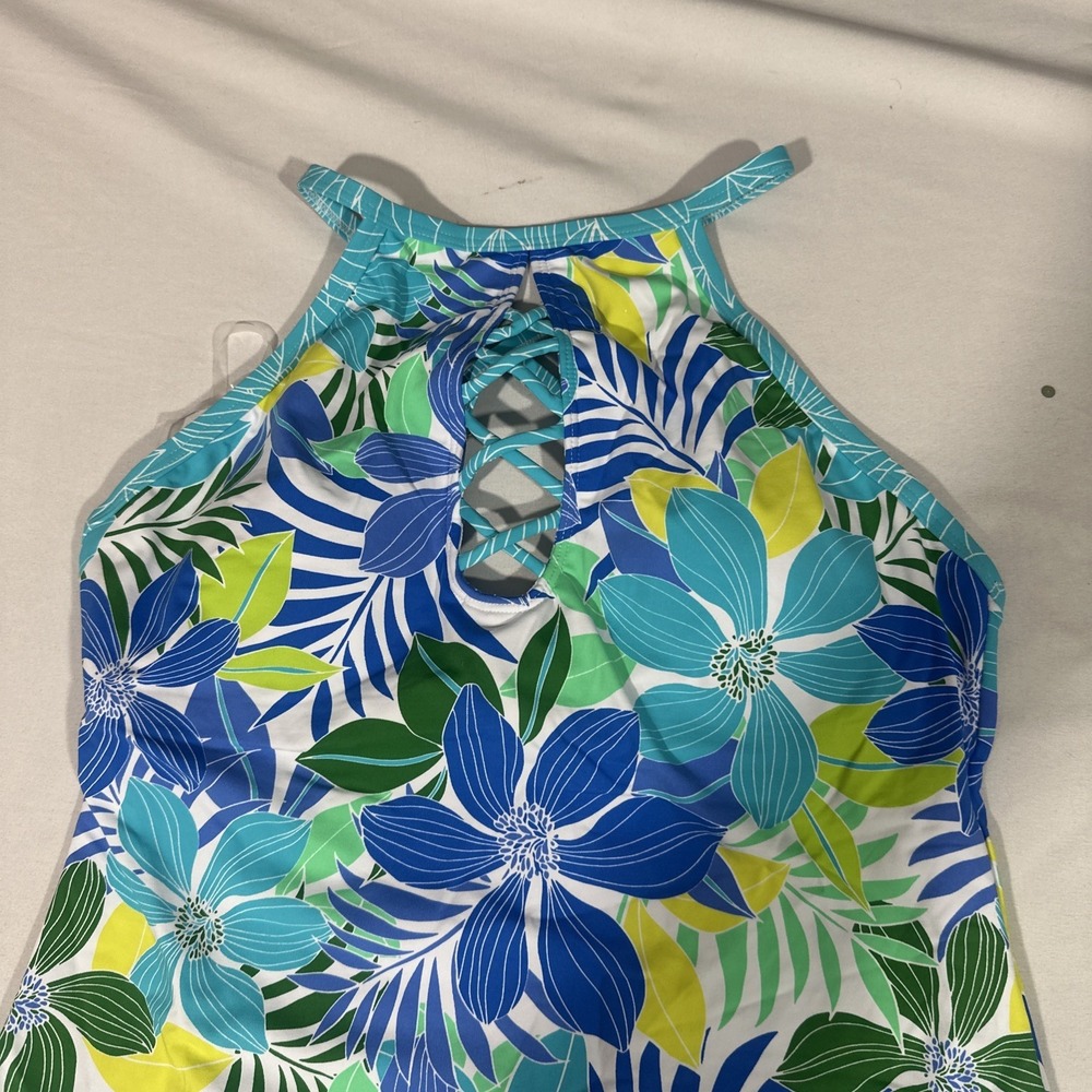 NWT $91 Bleu by Rod Beattie [ 6 ] Sea Quest Floral Cross-Strap Tankini Top 7141 - Picture 4 of 10